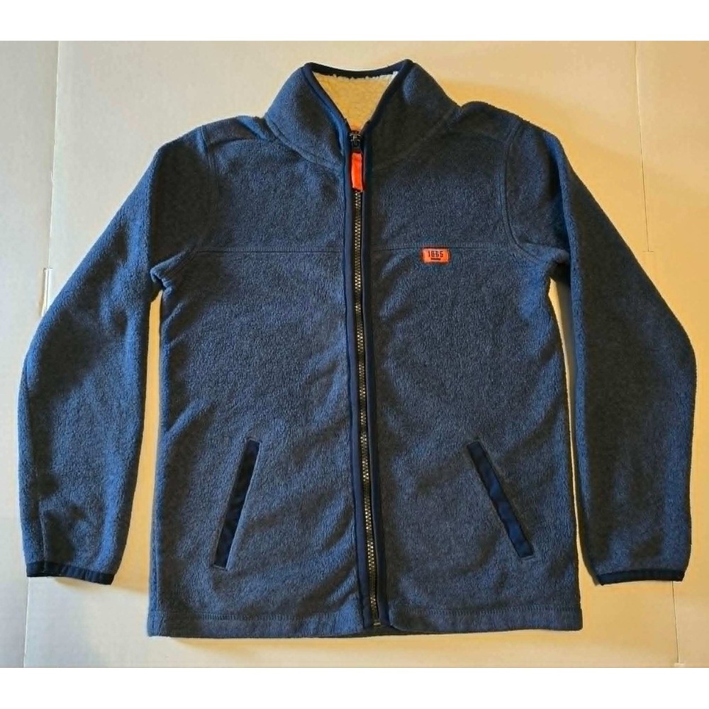 Carters Boys Size 8 Navy Blue Fleece Full Zip Jacket Sherpa Lined Collar Coat